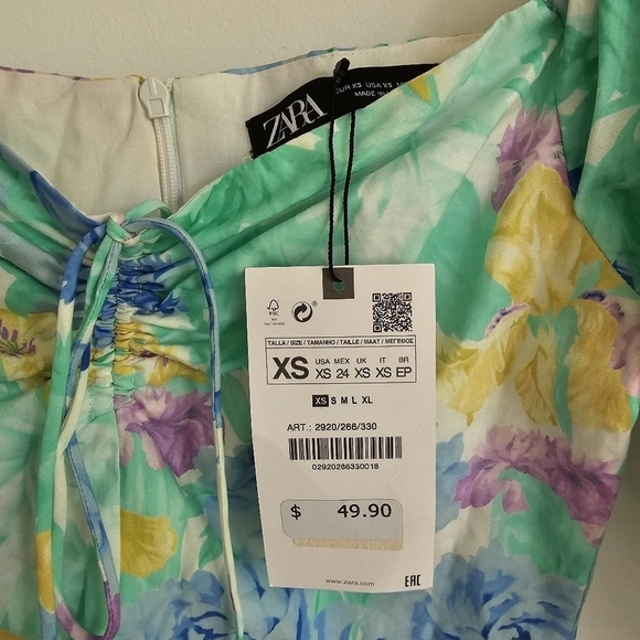 Zara Puff Sleeve Floral Poplin Mini Dress - Picture 11 of 12